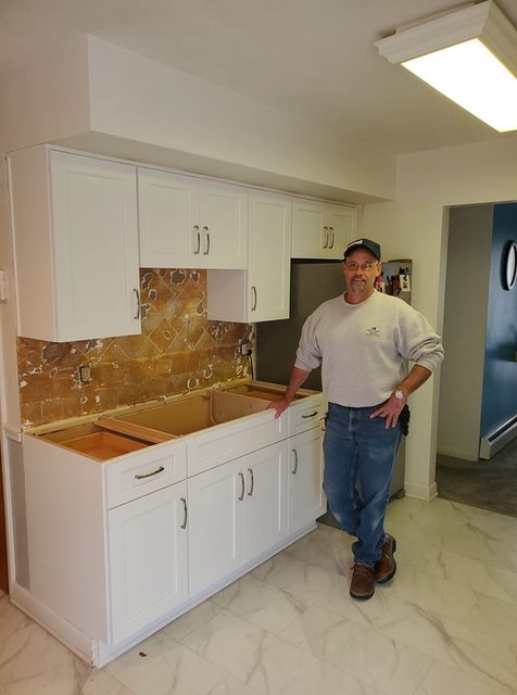 Jeff Walker's white cabinets installed