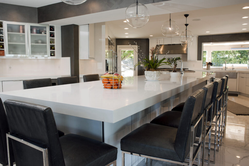 Large kitchen island with seating for 10 people
