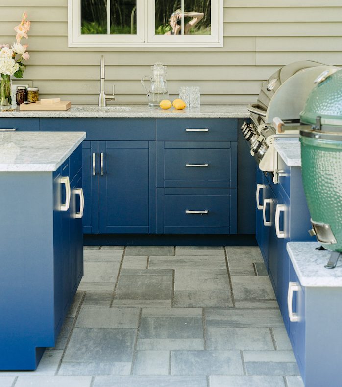 Blue outdoor cabinets