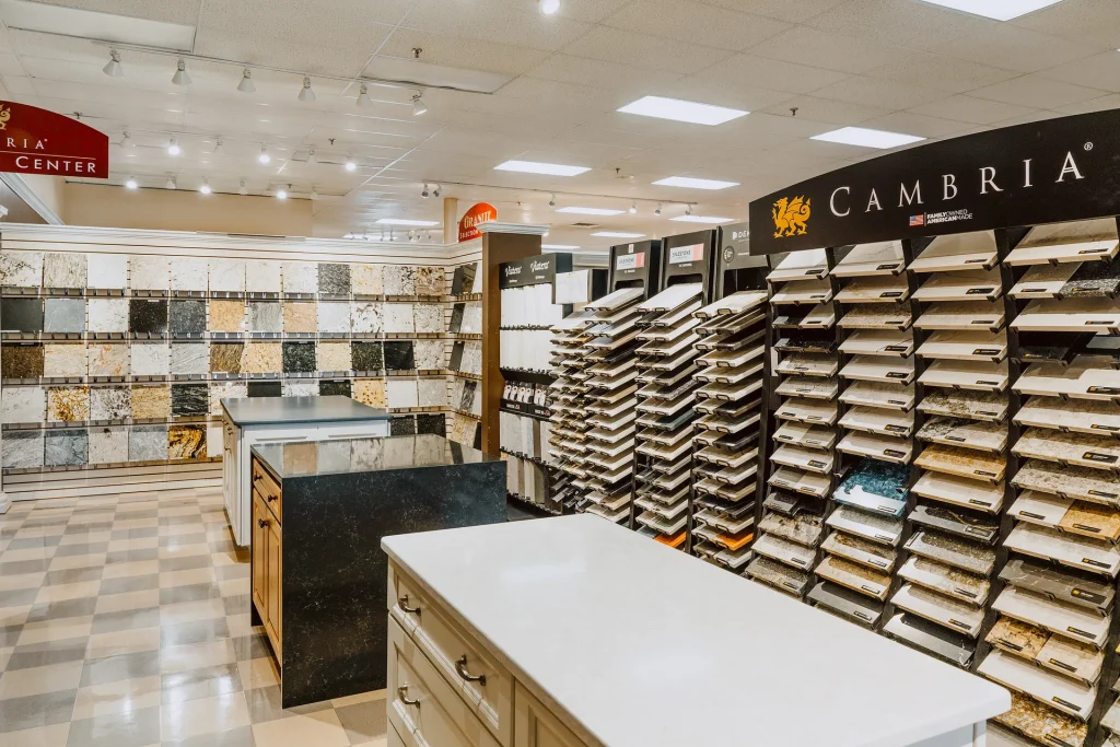 Countertop showroom with examples.